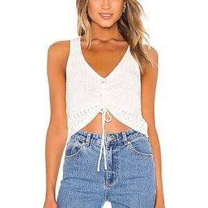 Superdown knit top w/ adjustable ruched detail